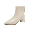 Botines de Punta Francesa para Mujer 2026 Otoño Invierno Nueva Moda Botas Adelgazantes Tacón Grueso Cremallera Trasera Botines Tacón Alto Botas Martin