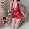 Três horas da noite sexy lingerie macacão feminino abertura pijama sexy oco quente saia longa uniforme tentação terno