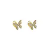 Brincos Argola Borboleta Full Diamond Super Brilhantes de Luxo Leve de Nicho para Mulheres Coreia do Sul Novos Brincos Elegantes Versáteis Brincos