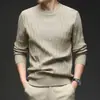 Suéter de Punto para Hombre, Cuello Redondo, Patrón Jacquard, Nueva Camisa Base de Manga Larga, Simple, Clásico, Casual, Versátil Suéter para Hombre