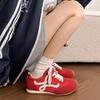 Zapatos de Entrenamiento Morados para Mamá con Cuero Genuino para Mujer Primavera 2025 Nuevos Zapatos Deportivos Casuales Planos Versátiles Zapatos de Forrest Gump