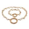 Regalo de San Valentín moda collar de cadena de anillo de acero de titanio + pulsera de dos piezas al por mayor tres colores opcionales