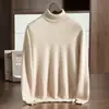 Suéter de Cachemira de Cabra Invierno 2025 para Hombre Cuello Alto Jersey Color Sólido Casual de Negocios Capa Base Tejido Holgado Otoño Invierno