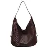 Bolso Tote con Patrón Tejido para Mujer 2026 Nuevo Vintage Gran Capacidad Bolso de Hombro Versátil Bolso de Uso Diario de Gama Alta