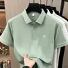 Camiseta Masculina de Algodão e Seda Manga Curta Verão Novo Estilo Business Casual Bordada Fresca Respirável Camiseta Masculina Manga Curta Atacado