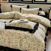 Estilo Hepburn Francés 2025 Nuevo Juego de Cuatro Piezas Algodón Puro Floral Retro Encaje Negro Funda Nórdica Ropa de Cama Venta al por Mayor