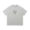 Talla Grande Gordo mm Verano Gris Estampado Letras 2025 Camiseta de Manga Corta Hombro Derecho Pesado Retro Top Americano para Mujer