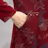 Vestido de mãe estilo retrô, modelagem solta, comprimento médio, adequado para primavera e outono, design novo, estilo cheongsam modificado, vestido de manga comprida, roupas femininas para mulheres de meia-idade e idosas