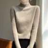 Suéter de Tricô de Gola Alta da Primeira Linha Ready-to-Wear Outono/Inverno 2026 para Mulheres Pulôver Quente com Strass Base de Camada Ajustada Canelado