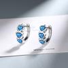 Arete de Diamante en Forma de Corazón Transfronterizo Azul Zircón Hebilla de Oreja Aretes para Mujer Europeo y Americano Caliente Elegante Viento INS Amor Aretes