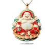 Nova corrente com pingente de Buda Maitreya em esmalte estilo chinês, apresentando uma base em forma de lótus e um design de Buda sorridente, adequada para homens e mulheres, e servindo como um amuleto de proteção para paz e segurança.