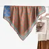 Nuevo Pañuelo Cuadrado de Terciopelo Impreso por Ambos Lados para Mujer, Estilo Coreano Retro Patrón de Espiga 90 Pañuelo de Seda con Elegante Chal Lote