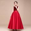 Vestido infantil de comercio exterior europeo y americano, vestido grande para niñas con piano, sin mangas, para bodas de niñas de flores, vestido largo de princesa para niñas