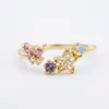 Anel Ajustável com Abertura de Zircônia Estilo INS Mais Vendido Transfronteiriço Anel de Flor Doce Bonito Elegante Feminino