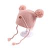 Gorro de Lana para Niños 2022 Nuevo Lindo Gorro tipo Cúpula con Orejas de Conejo con Etiqueta de Cuero Unisex para Otoño e Invierno