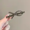 Pinza para el Cabello con Lazo de Pedrería para Mujer, Nuevo Clip de Primavera para el Lado o la Parte Trasera de la Cabeza, Exquisito y Elegante Accesorio para el Cabello de Clip Horizontal de Alta Gama