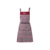 Delantal de Lona a Cuadros de Moda Simple para el Hogar, Cocina, Cocinar, Ropa de Trabajo, Delantal de Correa Transpirable Resistente a la Suciedad