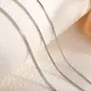 Elegante Collar Francés Sin Color Brillante Joyería de Acero de Titanio de Malla Plana Cuadrada de Alta Calidad Cadena Clavicular Simple de Nicho para Mujer