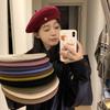 Boina de punto nueva de otoño e invierno, estilo coreano, sombrero de pintor retro artístico con cara de niña, sombrero de nube pequeña, moda