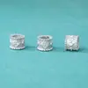 Plata de Ley S925 Moda Coreana Estilo Ins Presbiópico Cuentas de Barril Cepilladas Agujero Grande Cuentas de Plata DIY Pulsera Collar Accesorios de Plata