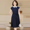 Vestido de Verano para Madre de Mediana Edad con Aspecto Adelgazante en la Cintura 2025 Nuevo Encaje con Cordones Elegante Falda para Mujeres de Mediana Edad y Mayores