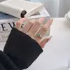Anillo Abierto Ajustable Anillo de Zircón Verde Corte Rosa Perla Anillo para Dedo Índice de Lujo Accesible de Nicho para Mujer