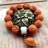 Suministrado directamente por el fabricante: Pulsera de Nogal con Dibujo de Dragón Qinling de un Solo Círculo, Cuentas de Oración Premium de Nogal 'Barriga de Pez Dorado' para Hombres y Mujeres