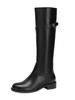 Botas Únicas de Tacón Grueso Hasta la Rodilla para Mujer, Nuevo Estilo Coreano 2026 Botas de Montar de Caña Alta con Hebilla Dorada Pequeña, Botas de Cuero para Mujer