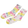 Kuluo Jin Estilo Ins Moda Trendy Calcetines de Algodón Puro Coloridos Tie-Dye Color Arcoíris Leggings de Tiburón Calcetines Casuales