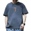 Camiseta Tendência Americana Japonesa e Coreana Nova de Manga Curta para Homens, Verão Tendência Avant-Garde Estilosa Gola Redonda Versátil Top de Algodão Masculino