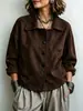 Chaqueta Corta Retro con Solapa de Ante Sintético Estilo Europeo Americano para Mujer de un Solo Botón Holgada Casual Chaqueta Superior de Forro Polar de Ante