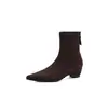 Botines elásticos con plataforma interior de 5 cm para mujer, botas ajustadas para otoño e invierno, punta fina, cremallera trasera, tacón medio, botines individuales de gamuza