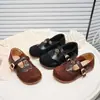 Zapatos Mary Jane Vintage para Niñas Primavera y Otoño 2026, Zapatos de Cuero Patchwork de Moda con Tacón Bajo, Zapatos Elegantes de Tacón Bajo