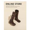 Botas de Caballero Retro Miu con Hebilla de Cinturón, Botas de Caña Alta Versátiles de Moda Estilo Ins hasta la Rodilla, Botas Vaqueras Occidentales Negras