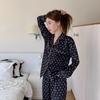 Pijama de Mujer Primavera y Otoño Estilo Transmisión en Vivo Manga Larga Ropa de Casa Seda Seda de Hielo Casual Imitación de Seda Conjunto