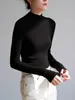 SS STUDIO Suéter de Lana sin Costuras de una Pieza Elegante para el Trabajo Camisa Base de Punto de Cuello Medio Alto para Mujer