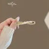 Elegante Pasador de Perlas para Mujer con Lazo Dorado de Metal, Pinza Lateral de Alta Calidad, Pinza para Flequillo, Pinza de Pato Simple