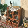 Vitrina Retro de Doble Puerta de Madera Maciza Nórdica, Armario de Almacenamiento para Cosméticos Varios, Cajón de Almacenamiento de Madera para Escritorio