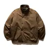 Ropa Vintage 2025 Invierno Nuevo Estilo Japonés Sencillo Color Sólido Cuello Alto Curvo Holgado Cálido Chaqueta Abrigo de Algodón