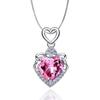 Collar con Colgante Corona Amor Gema Rosa Azul Plata Esterlina Colgante Plata S925 Joyería Collar Cadena Clavícula para Mujer