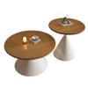 Mesa de centro extraíble de madera maciza de estilo francés, para apartamento pequeño, sala de estar, mesa auxiliar de estilo medio, mesa de té pequeña, mesa redonda moderna de tamaño simple