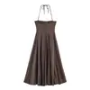 Venta al por mayor transfronteriza de ropa nueva de verano para mujer europea y americana, vestido sin mangas con estampado de lunares, escote halter, espalda descubierta, con lazo sexy