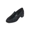 Mocasines de una tira con estampado de anguila de cuero genuino para mujer 2026 comercio exterior punta redonda temperamento tacón grueso zapatos de una sola pieza estilo británico zapatos pequeños de cuero