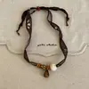 Bufanda de Seda Minimalista Estampado Paisley, Collar de Piedra Ojo de Tigre Flor Gota de Agua para Mujer, Cadena para Clavícula de Moda Versátil de Lujo Ligero