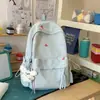Mochila Estudantil Bordada com Laço, Bolsa Escolar Leve Casual, Mochila Fresca e Jovem para o Campus em Cores Macaron
