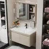 Nuevo Práctico Espacio Panal de Abeja Aluminio Gabinete de Baño Cerámica Integrado Lavabo Encimera de Lavabo Baño Apartamento Pequeño