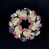 Broche de Bauhinia, popular en Europa y América, con doble hoja de aleación de flores, chapado en oro, con diamantes, color atmosférico, accesorios para trajes.
