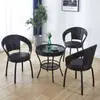 Silla de Ratán para Balcón Silla Individual con Respaldo Tejida a Mano Sala de Estar Dormitorio Silla de Ratán Giratoria Simple para el Hogar Silla de Ratán Pequeña para Exteriores