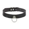 Gargantilha Choker Punk Preta Redonda Simples Nova Chegada Estilo Harajuku Corrente de Pescoço de Couro Cinto de Pescoço Retro de Liga para Mulheres