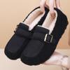 Outono e Inverno Novo Estilo Sapatos Peludos para Mulheres, Mocassins de Veludo Quentes de Sola Reta, Sapatos de Algodão Casuais Slip-On para Mulheres